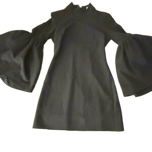 NWOT Nasty Gal Elegant black statement Bell Sleeve Mini Dress with open back